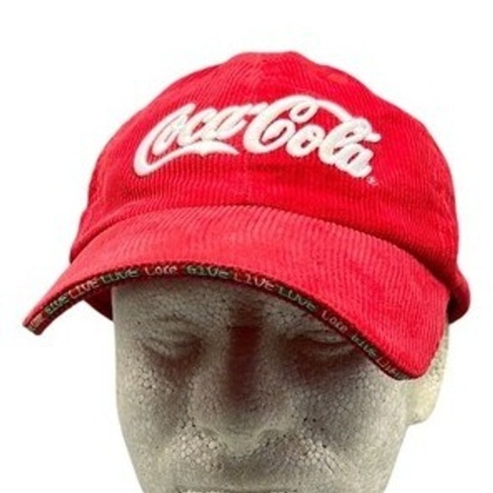 Vintage Coca-Cola Hat Corduroy Red‎ Holiday 2003 Penguin Baseball Cap Y2K 00s